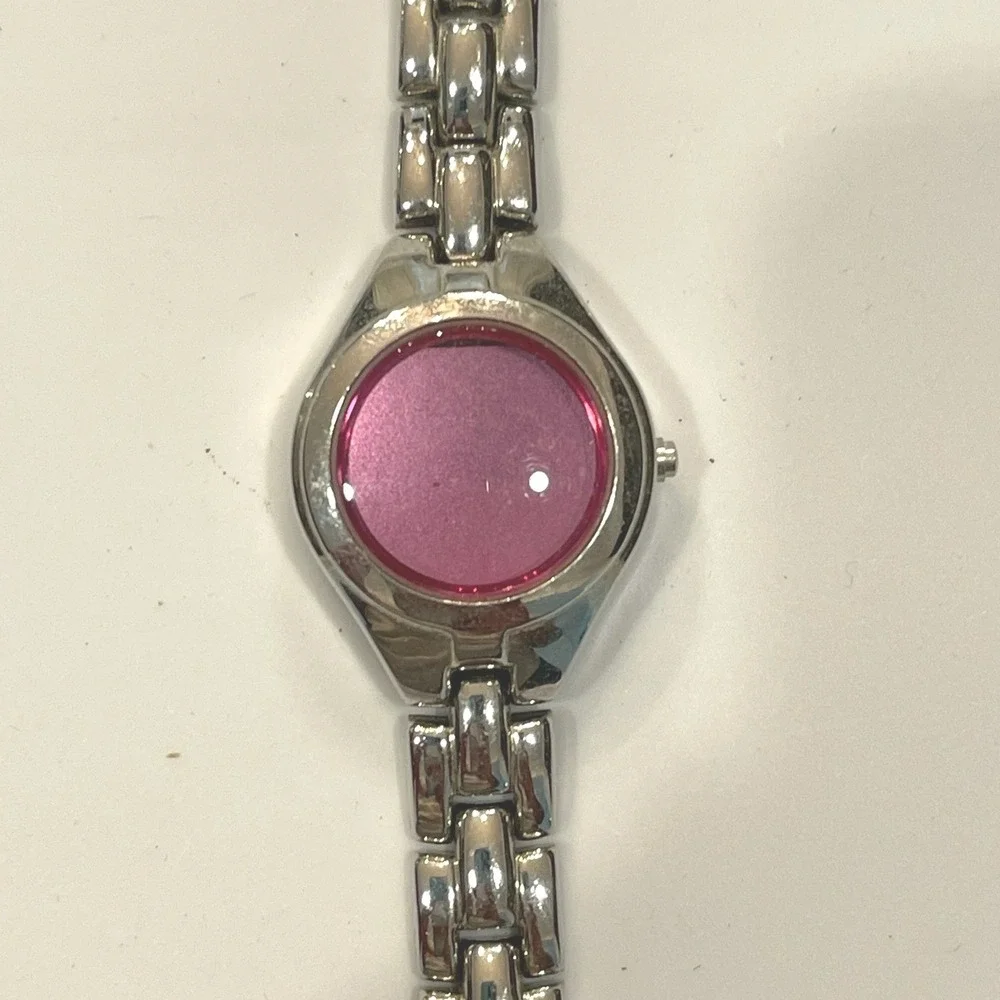 FMD Womens Pink Dial Silver Link Bracelet Watch FMDAW504 Vintage Untested